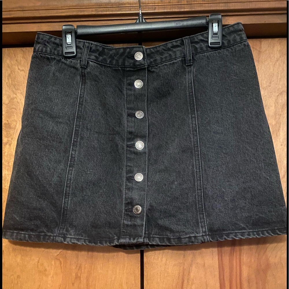 Forever 21 Distressed Black Jean Skirt.  Waist Size 28
